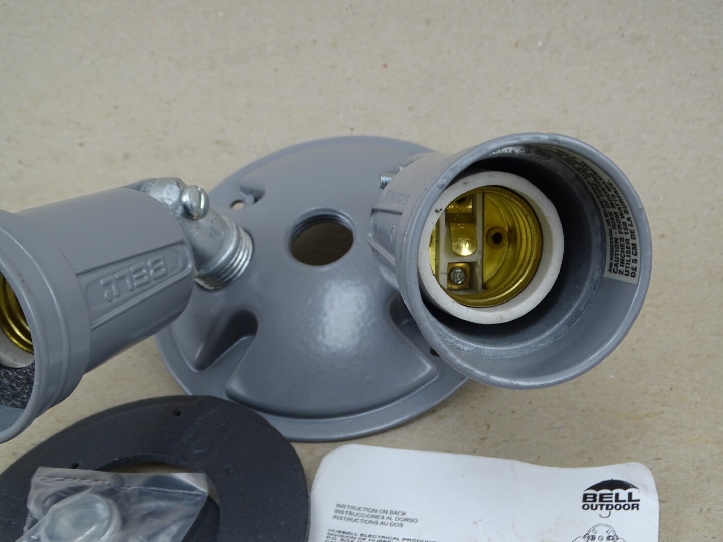 Hubbell Bell Outdoor 4" Combination Cover w/ 2 Lampholders Gray, 5625-0 gallery