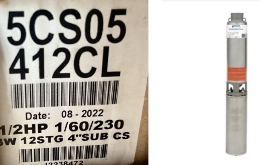 Goulds 5CS05412CL CS Series 4"Submersible Pump & Motor Less Control Box 5 GPM gallery