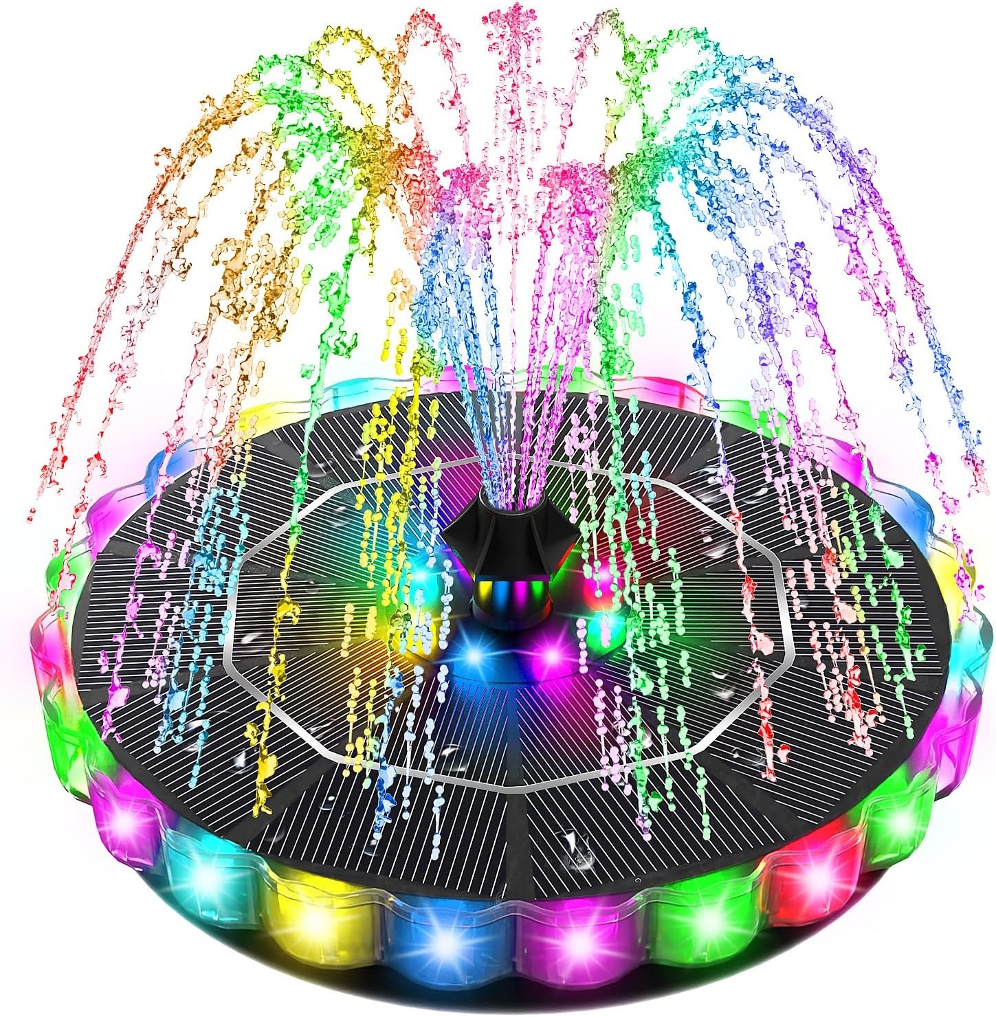 Solar Fountain for Bird Bath with 2000mAh Battery & 3D Color Changing LED Light gallery