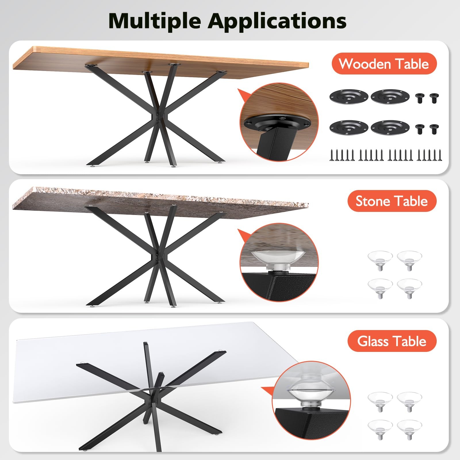 ** NEW Spider Metal Table Base | Heavy Duty | Adjustable Feet | Black Finish gallery