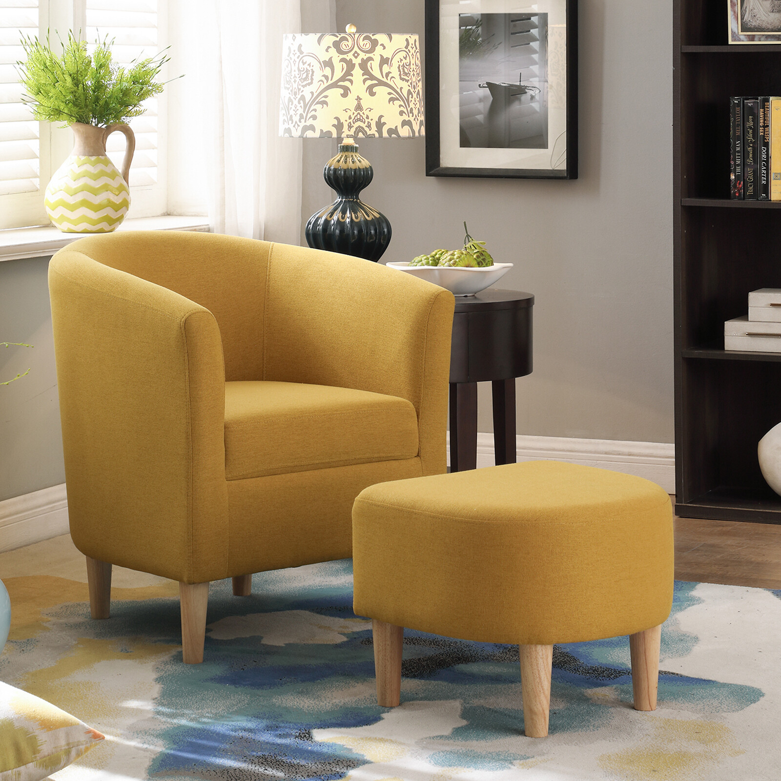 Modern Fabric Upholstered Single Sofa Chair Arc Handrail Leisure Recliner New gallery
