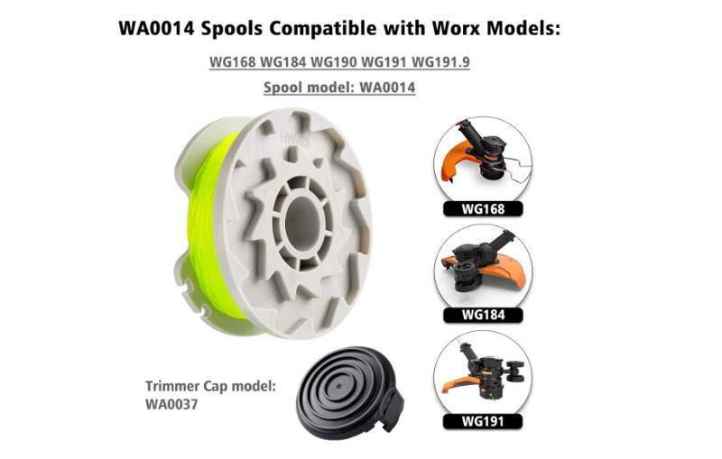 Trimmer Replacement Parts 6 Spools 1 Cap Worx WG184 WG168 WG190 WG191 Weed Eater gallery