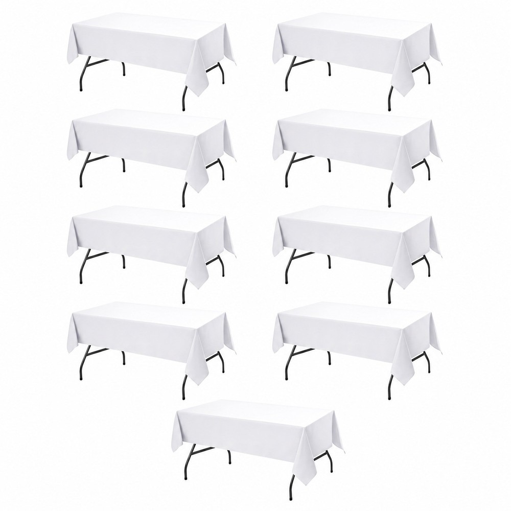 9-Pack White Tablecloths for Rectangle Tables, 60 x 102 Inches,
