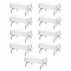 9-Pack White Tablecloths for Rectangle Tables, 60 x 102 Inches,
