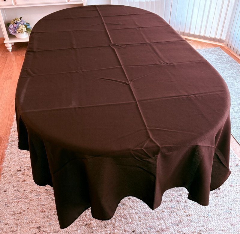 60" W x 102"L Rectangular Fabric Tablecloth Brown - Premium Polyester / cotton gallery