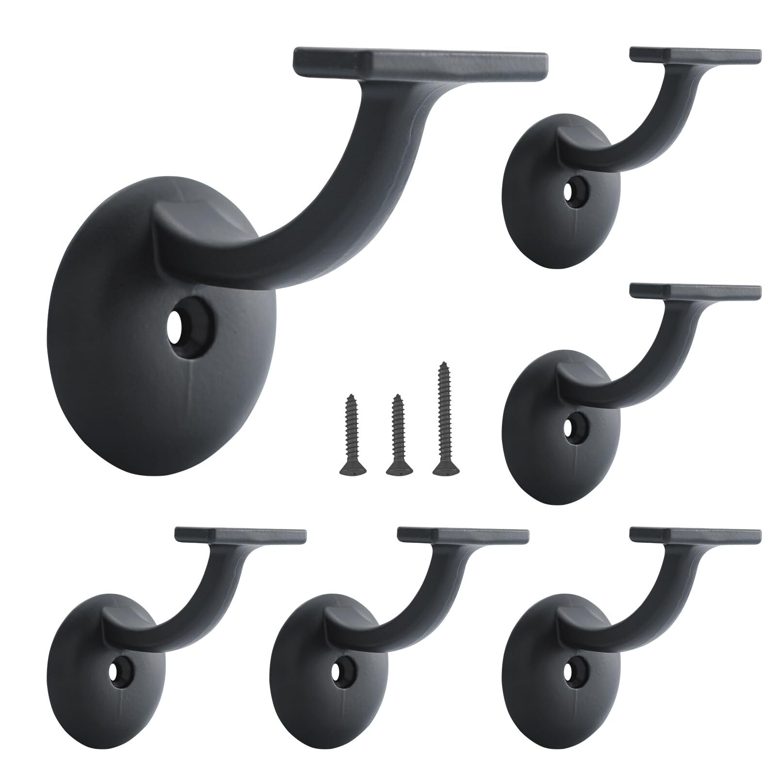 6 Pack Hand Rail Brackets Heavy Duty Matte Black Stair Support Brackets gallery
