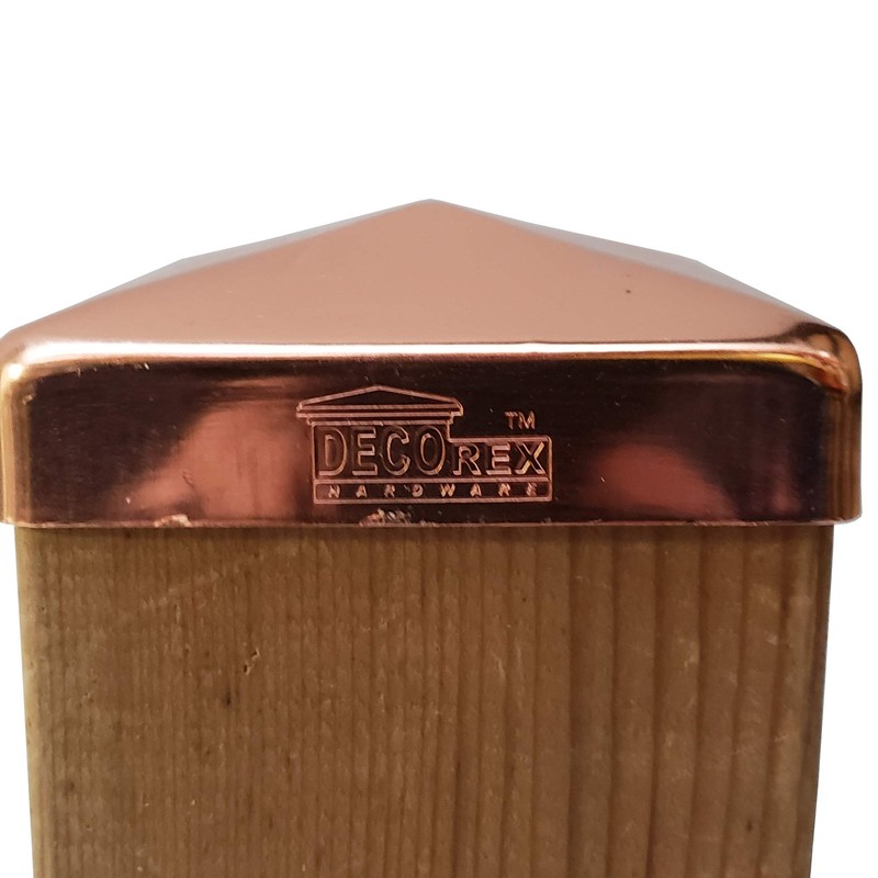 3.5" x 3.5" Solid Copper Pyramid Post Cap for True/Actual 3.5" x 3.5" Wood Po... gallery
