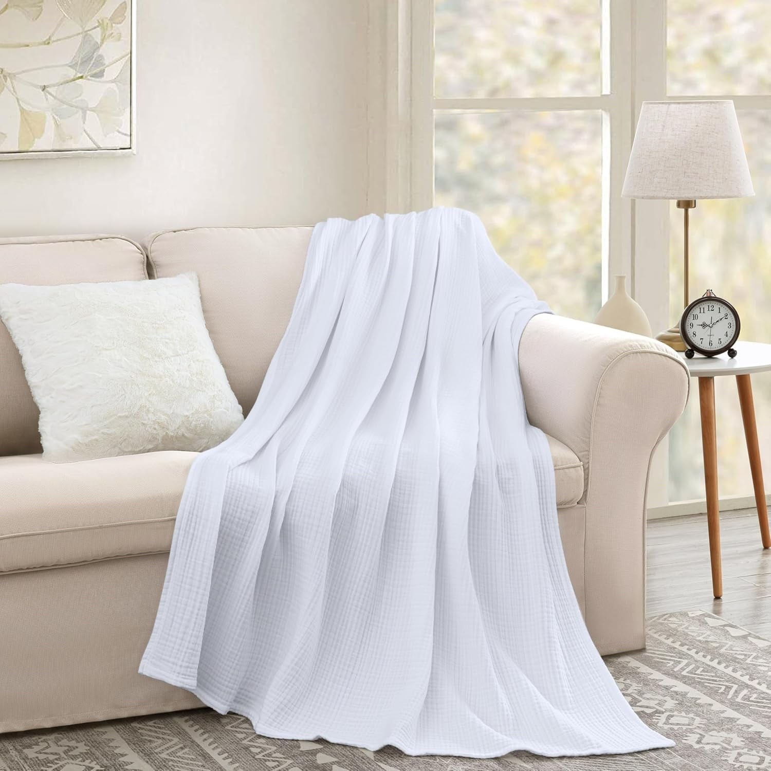 Chezmoi Collection 100% Cotton 4 Layer Lightweight Muslin Blanket Summer Throw gallery