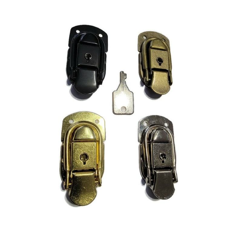 Lockable Box Latch Small Trunk Drawbolt - chest, steamer antique vintage gallery