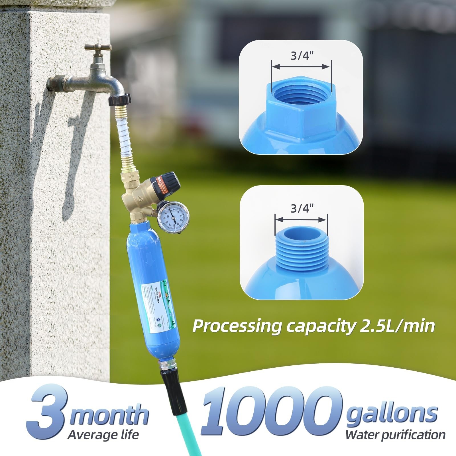 Inline RV Water Filter for Camper, Travel Trailer, Marine & Garden - NSF Certifi gallery