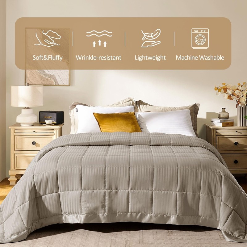 King Size Lightweight Down Alternative Blanket, Satin Trim, All Season, Machine gallery