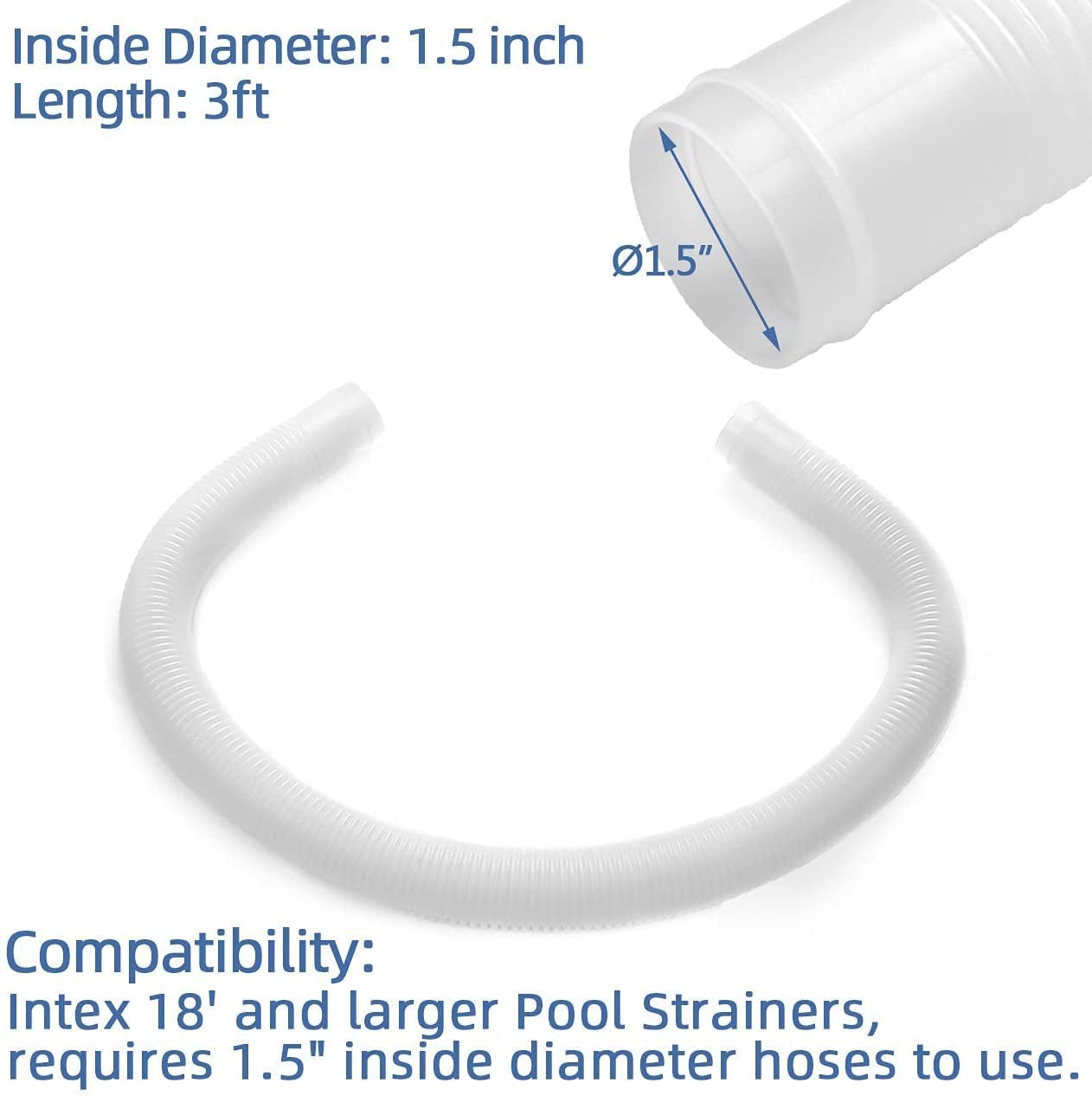1.5" x 3ft Pool Skimmer Hose Replacement for Above Ground Pools - Transfer Hose gallery
