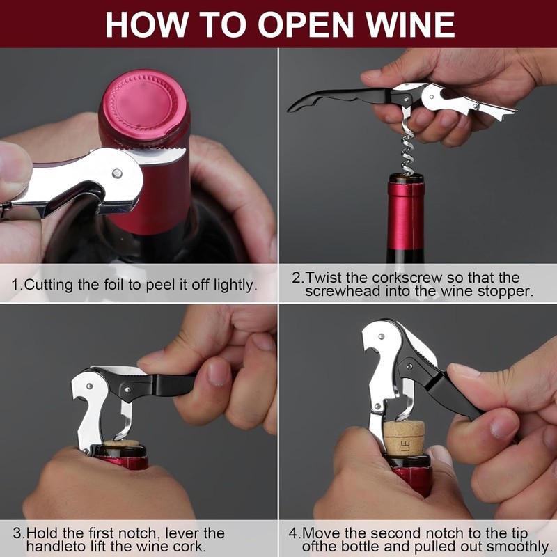 Foldable Heavy-Duty Wine Key with Double Hinged Cork Removal – Elegant & Durable gallery