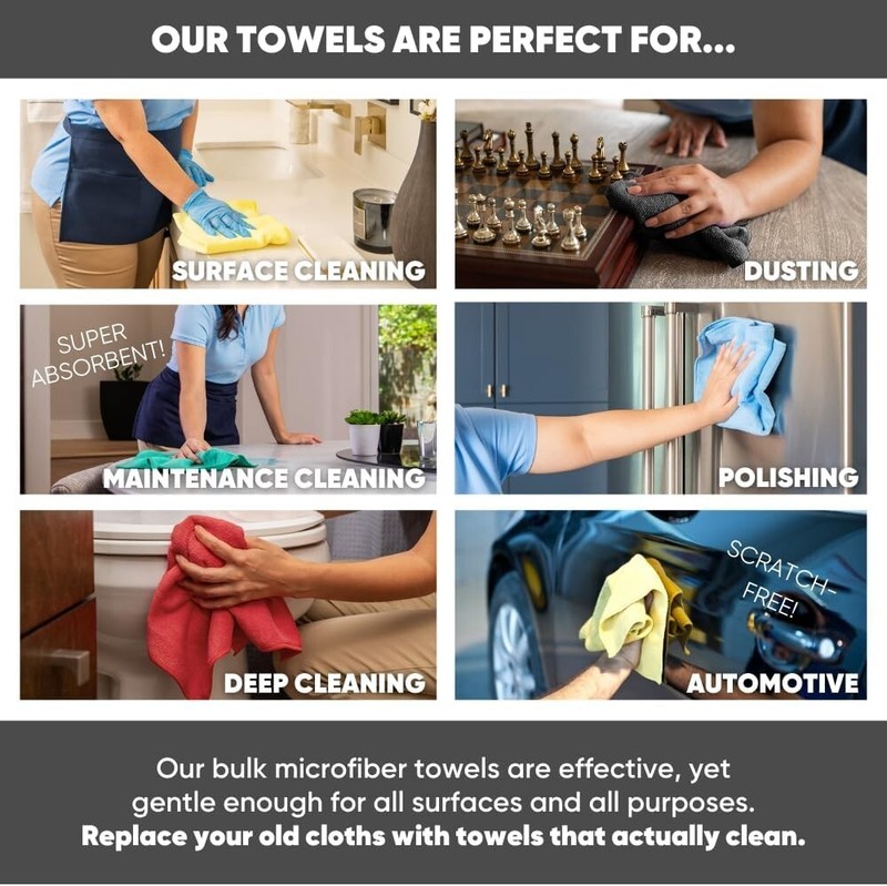 Versatile & Durable 50 Microfiber Cloths - Streak-Free Cleaning, All Surface Use gallery