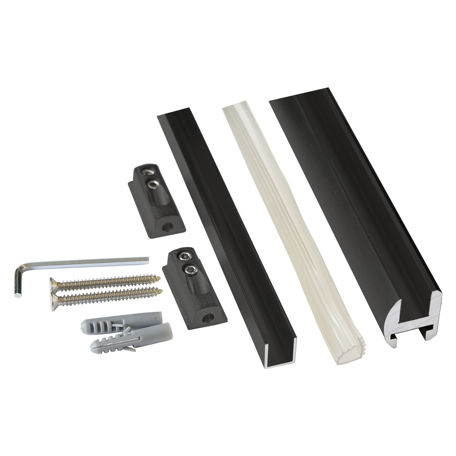 Top Hardware 95" Aluminum H-Type Shower Door Glass Header Combo Set (HD-95SET) gallery