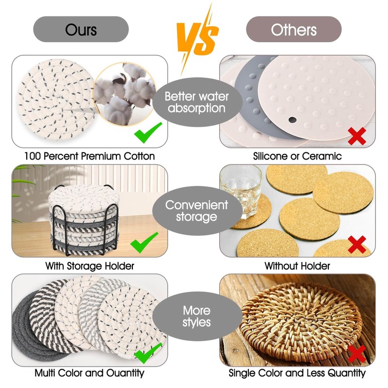 10 Pieces Coasters For Drinks Absorbent Drink Coasters With Holder Coffee Table gallery