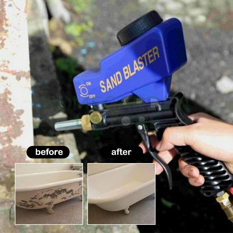 Hand Held Portable Media Spot Sand Blaster Gun Air Gravity Feed Rust Remover Kit gallery