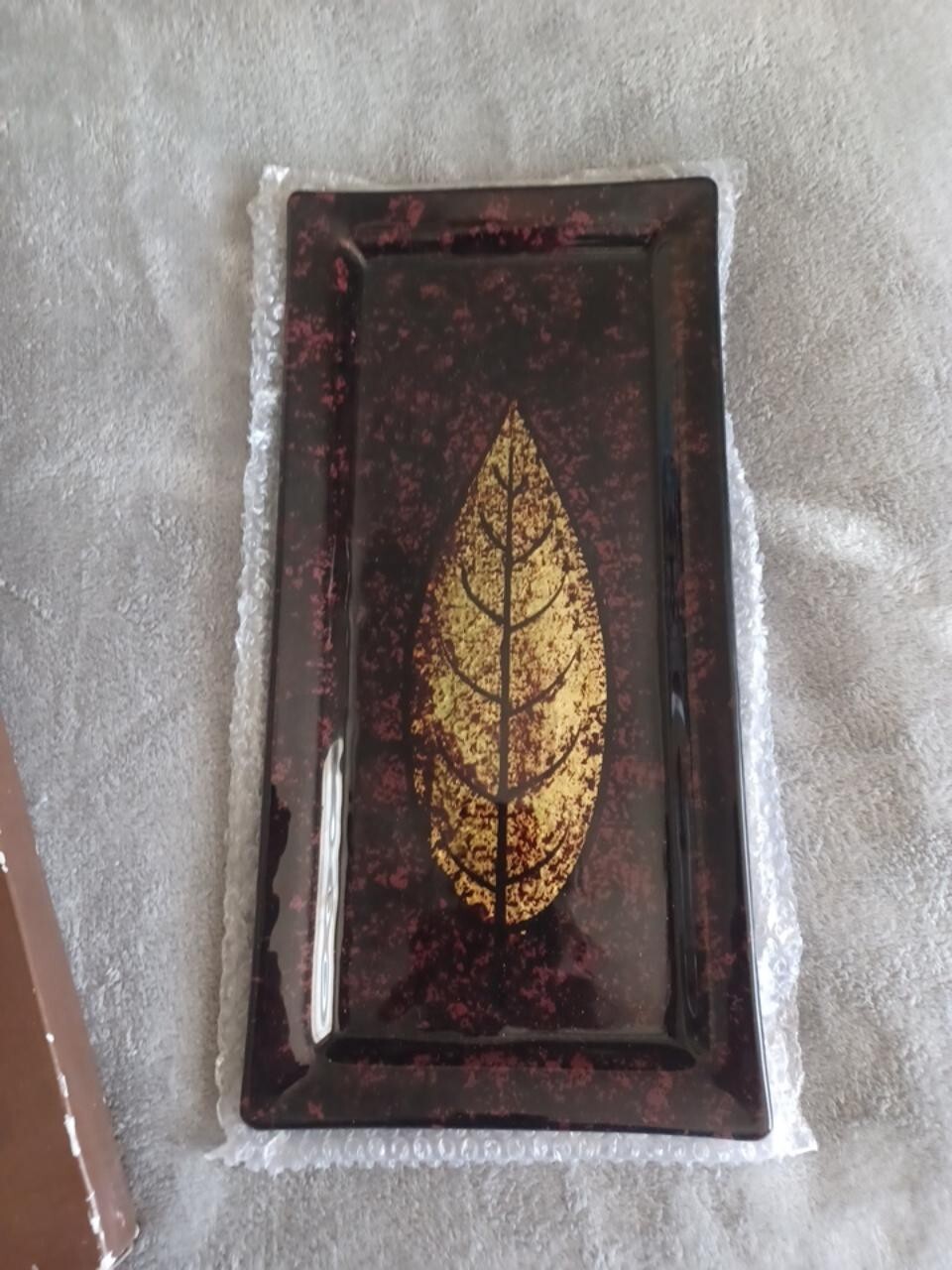2008 Giftco Inc 7" Wide X 14" Long Decorative Art Display Gold Leaf Platter gallery