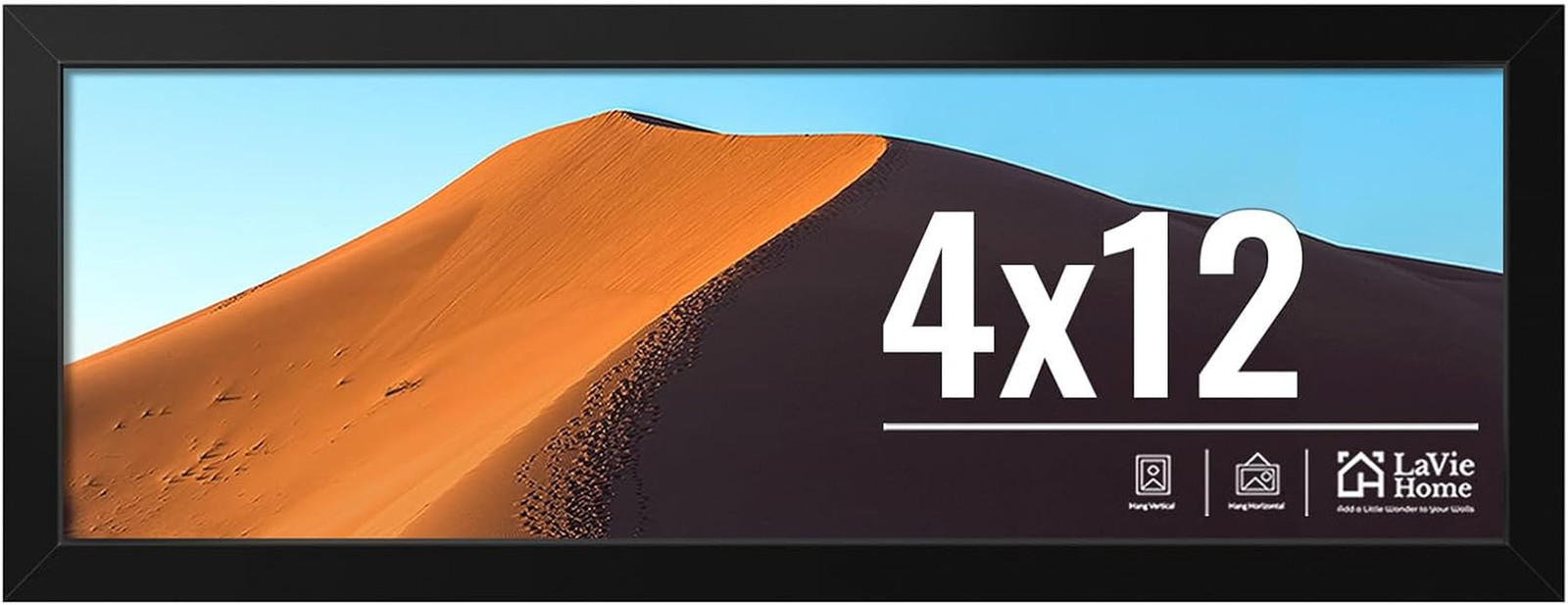 4X12 Picture Frame for Wall Display, 4X12 Black Picture Frame with HD Plexiglas, gallery