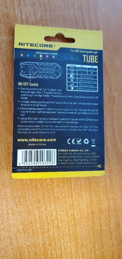 Nitecore Tube 45 Lumen USB Rechargeable Keychain Light Brand USB Yellow gallery