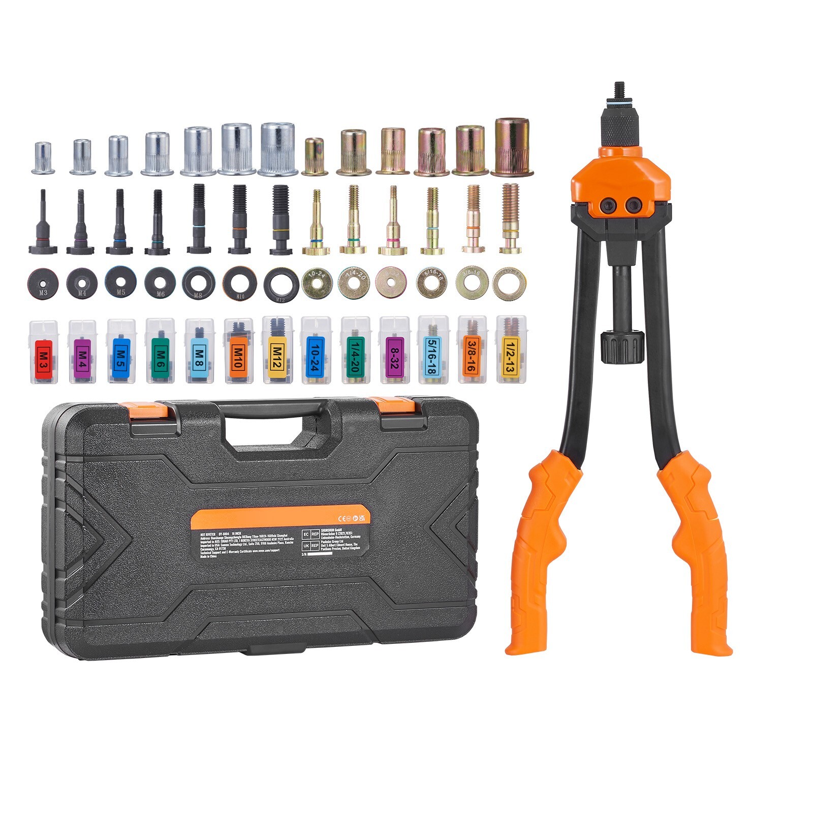 Rivet Nut Tool 16in Rivnut Tool Kit 13 PCS Mandrels and 186 PCS Rivet Nuts gallery