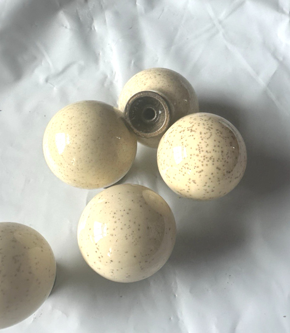1.25" diameter ball style cabinet pulls, ivory color porcelain finish gallery