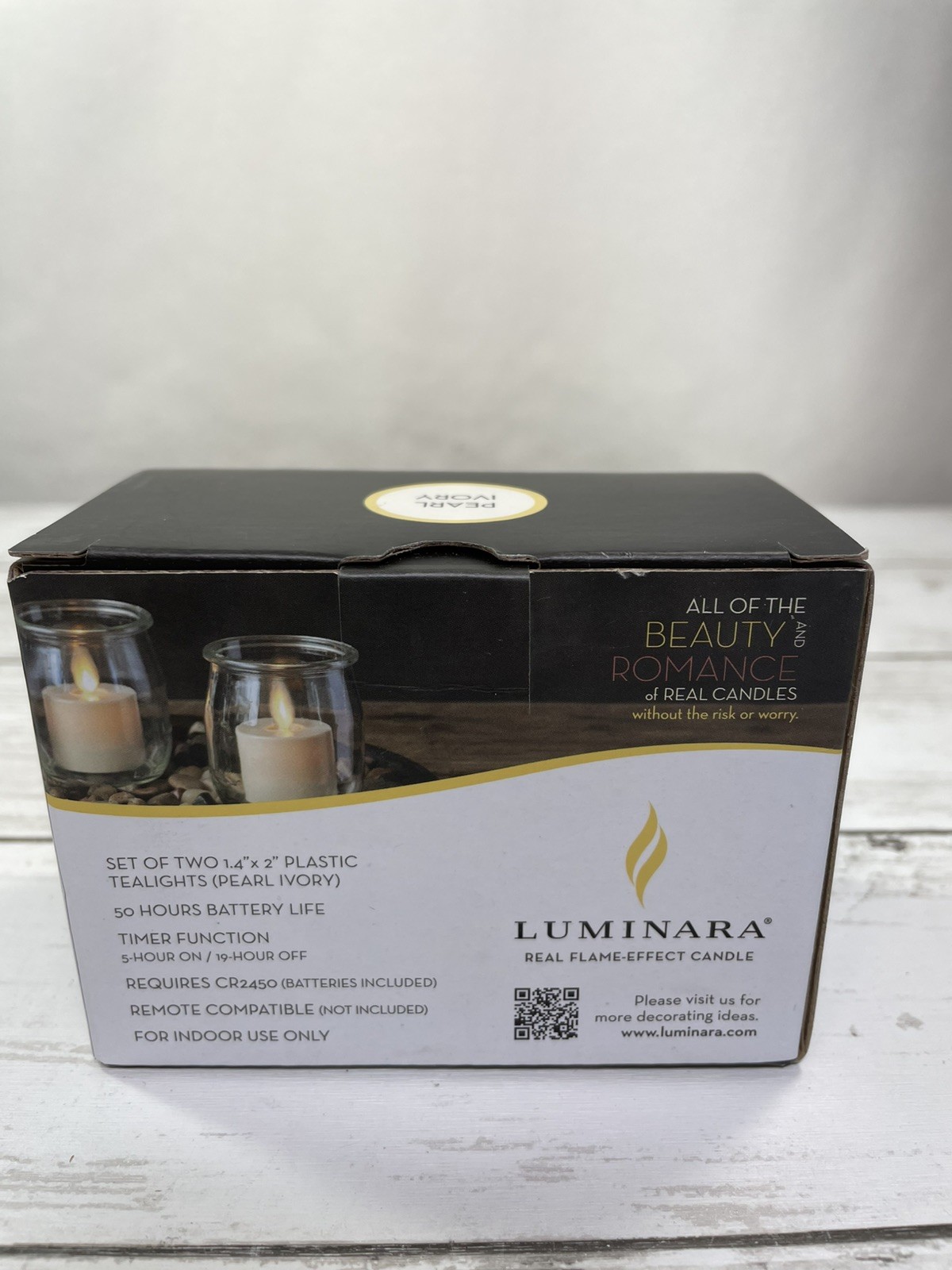 Luminara Tea Light Candles w/Timer Set of 2 w/Real-Flame Effect - 1.5"x2" NEW gallery