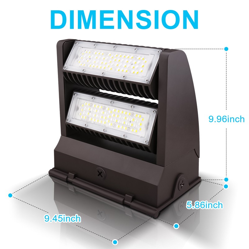 80W Rotatable LED Wall Pack light Adjustable IP65 Area Light Fixture 5000K gallery
