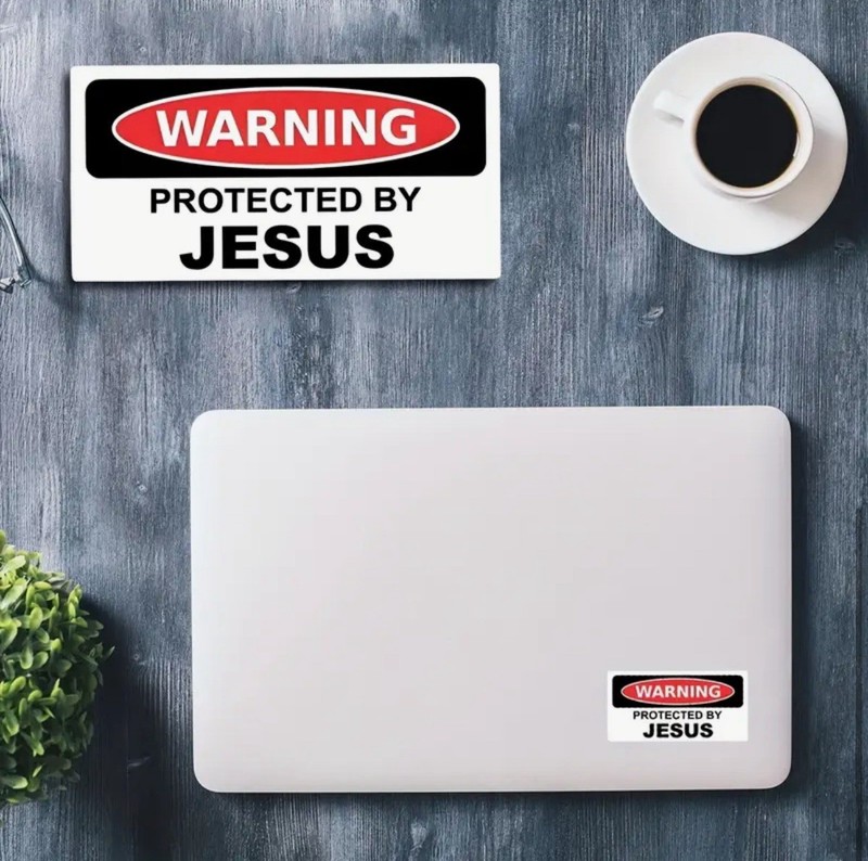 3 PACK WARNING PROTECTED BY JESUS 2.75” WATERPROOF VINYL DECAL STICKER LOT 3PCS gallery