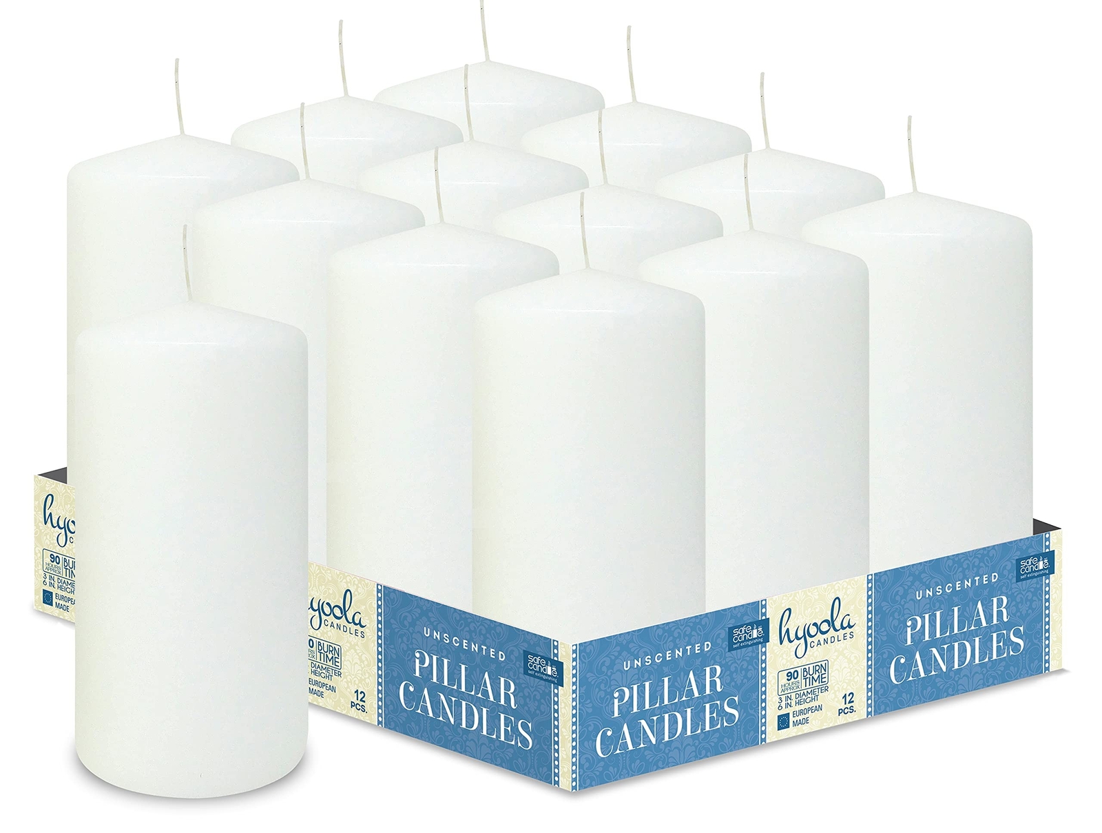 HYOOLA White Pillar Candles 3x6 Inch - Unscented Pillar Candles - 12-Pack - E... gallery