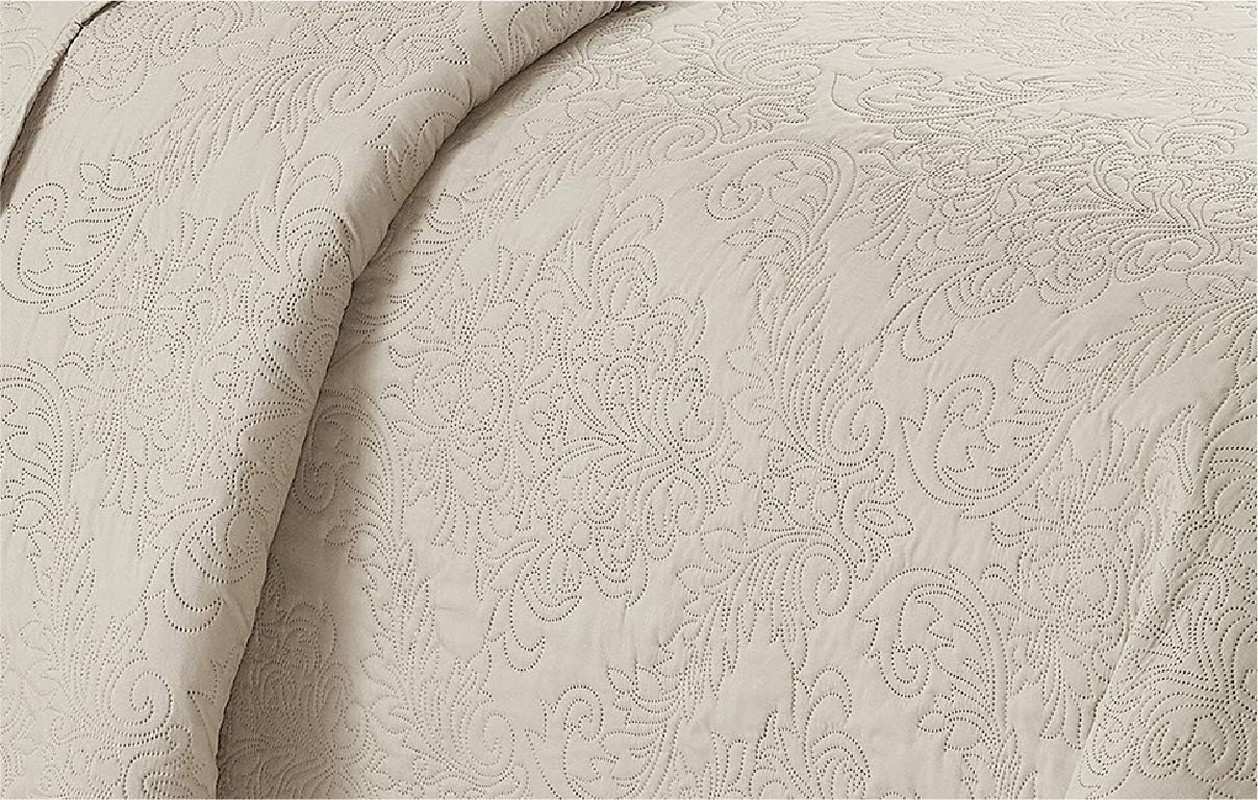 3Pc King/Cal King over Size Elegant Embossed Bedspread Set Light Weight Solid Be gallery