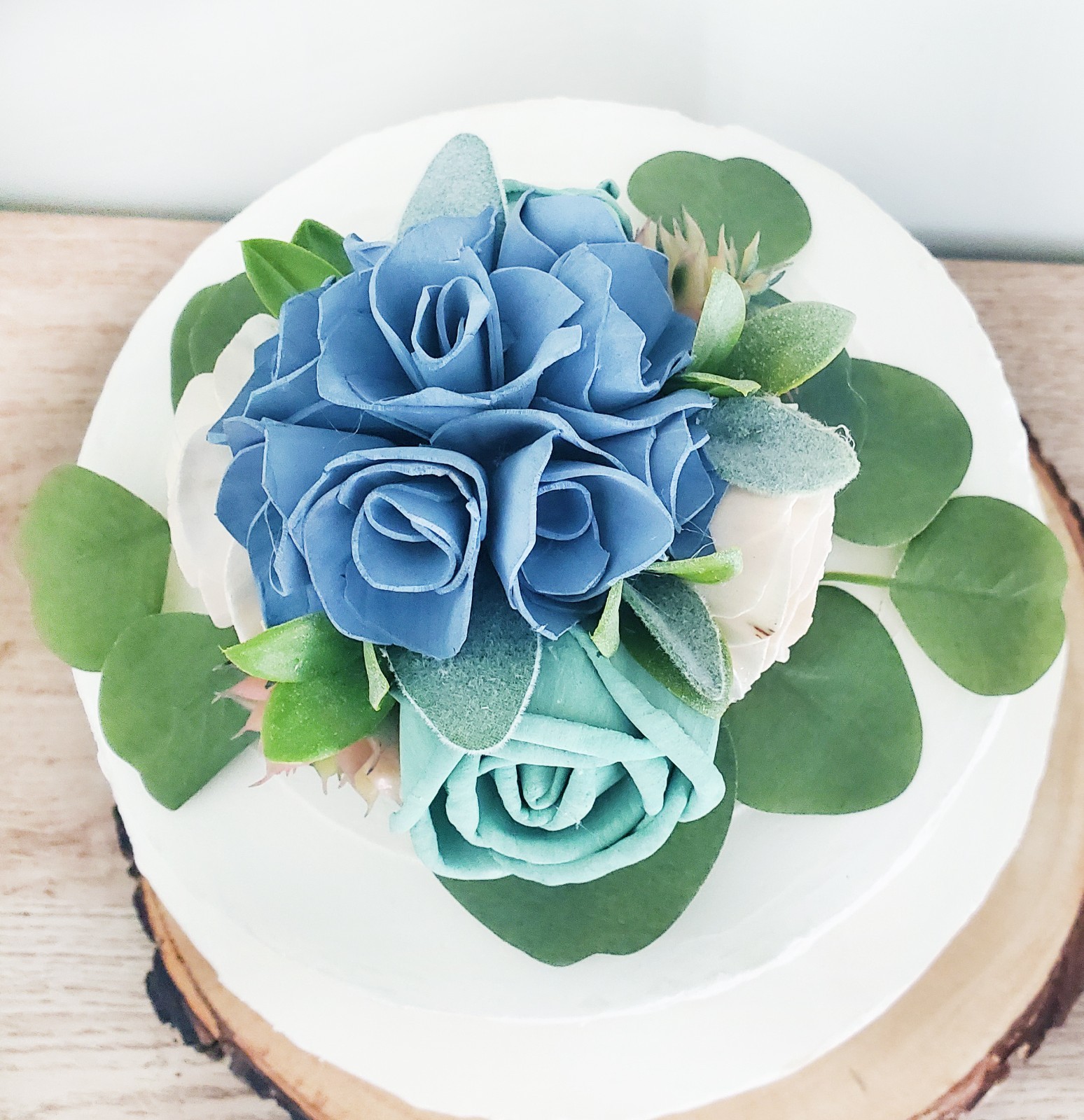 Dusty Blue Cake Topper Sage Succulent Wedding Artificial Shower Sola Wood Decor gallery