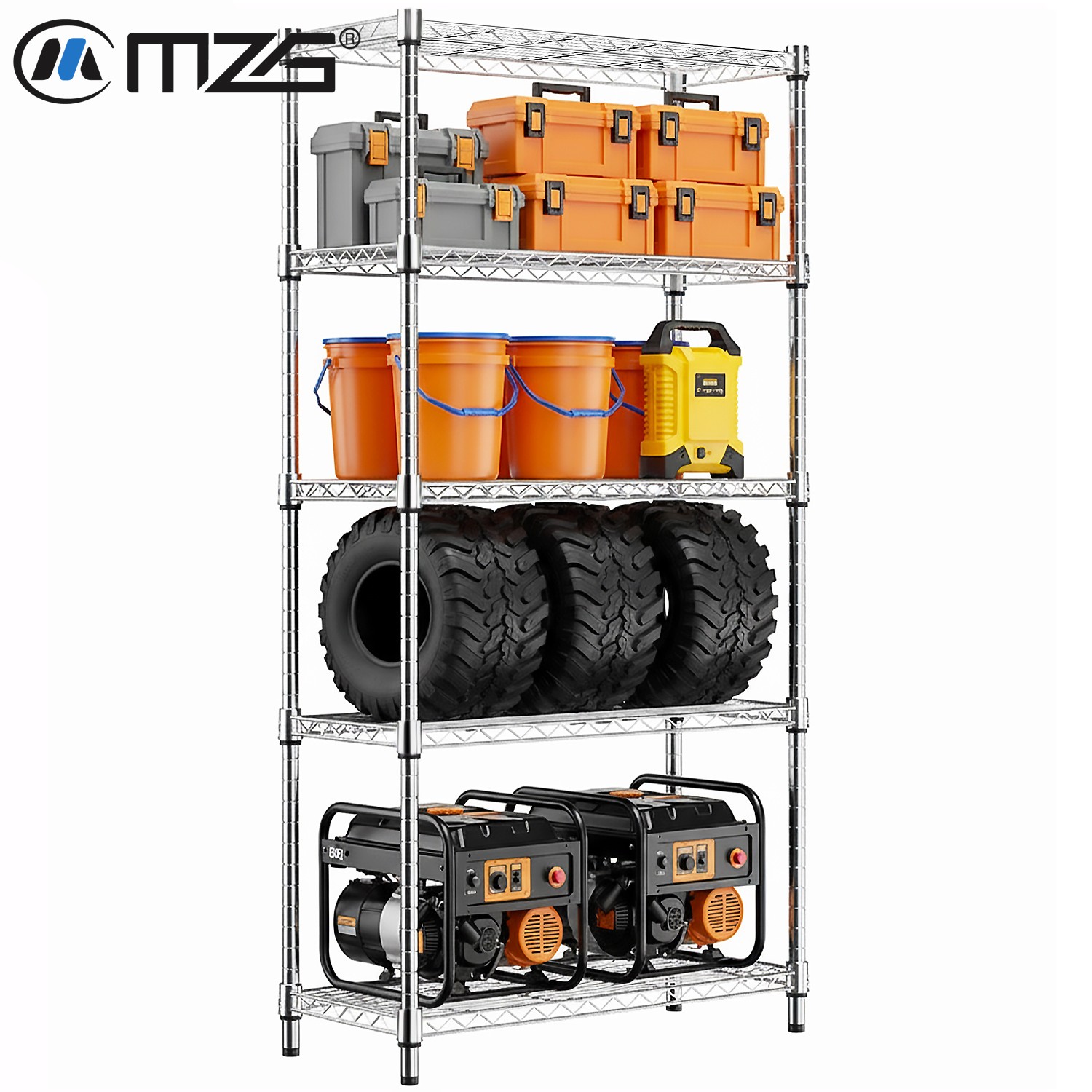 MZG 14'' 24'' 63'' 5-Tier Wire Storage Shelf Steel Shelving Racks Wire Pantry gallery