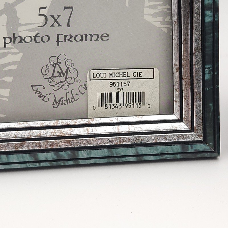 Blue Silver Pictures Frames (2) 3 1/2 x 5" & 5 x 7" Photos Loui Michel Cie Italy gallery