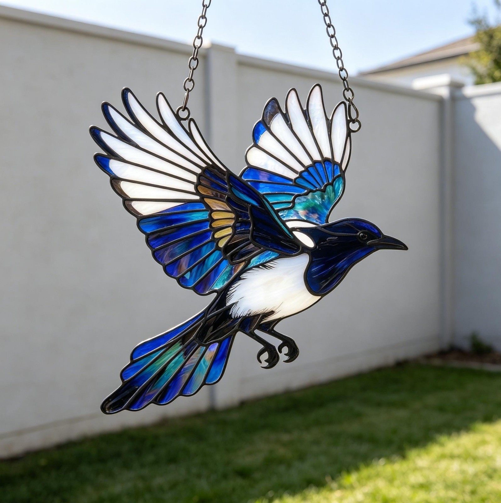 Hand-Painted Magpie Suncatcher Flying Bird Window Hanging Garden Ornament Gift gallery