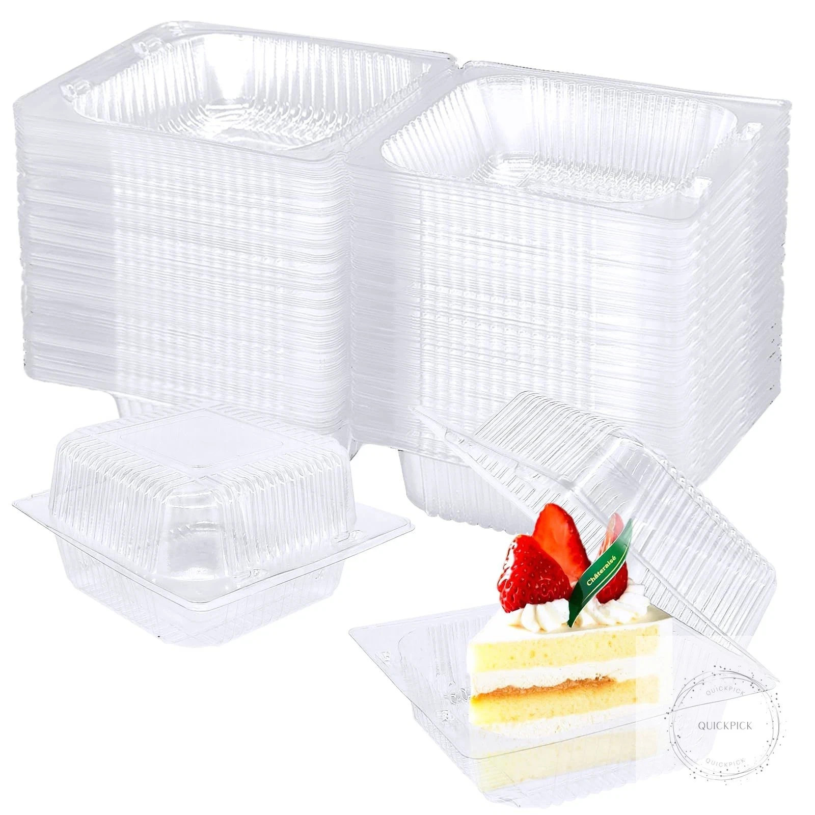 100 Pack Clear Plastic Square Hinged Food Clamshell Container,Disposable To Go gallery