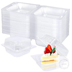 100 Pack Clear Plastic Square Hinged Food Clamshell Container,Disposable To Go