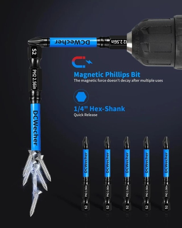 10-Pack 2 Phillips Bits for Impact Driver, 2.5-Inch Magnetic Drill Screwdriver B gallery