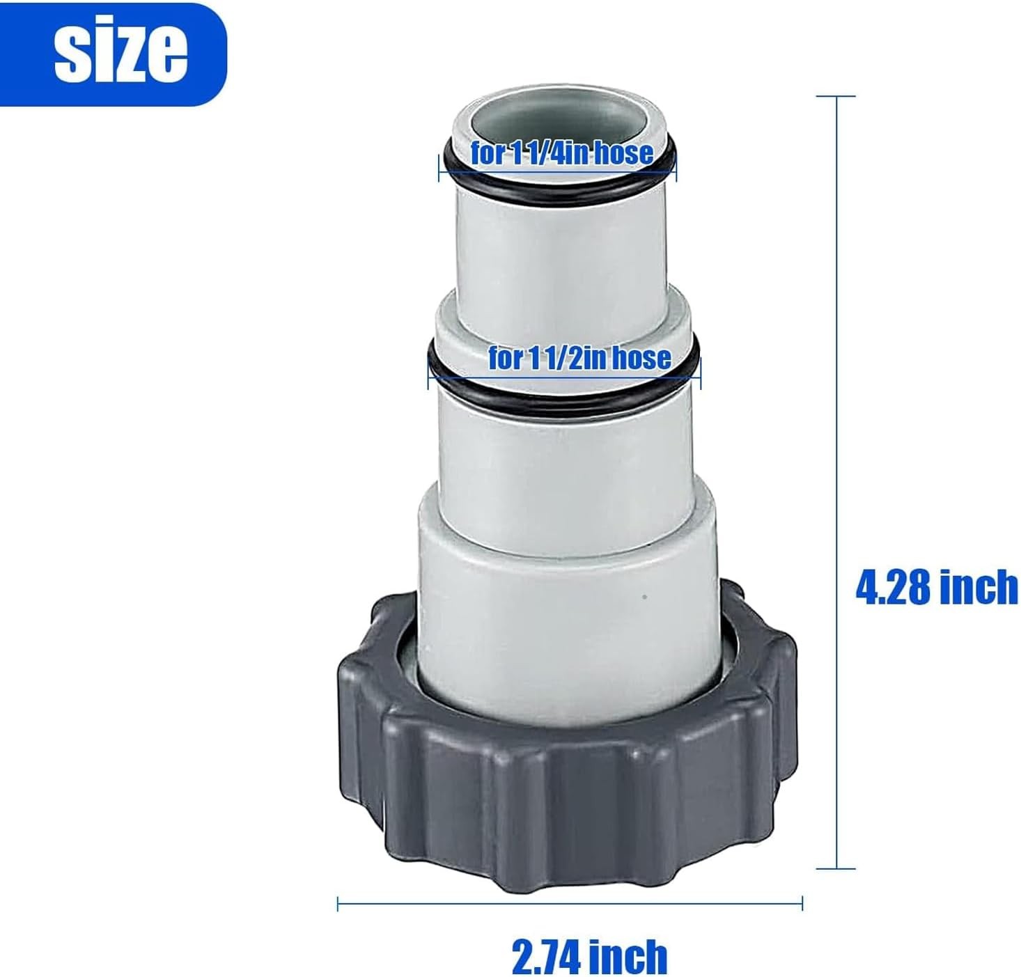 Pool Hose Adapter Connector for Hoses, Replacement Parts fits Filter Pumps, Salt gallery