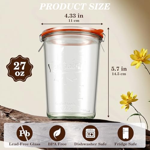 Canning Jars7 oz Pack, Sourdough Starter Jars with Lids 2 27.0 Fluid Ounces gallery