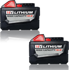 2-Pack Extended Capacity Lithium Battery for Milwaukee M18 12.0Ah (48-11-1860)