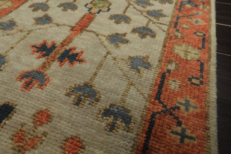 2'5''x12'2'' Runner Hand Knotted Wool Beige, Burnt Orange Oushak Traditional Rug gallery