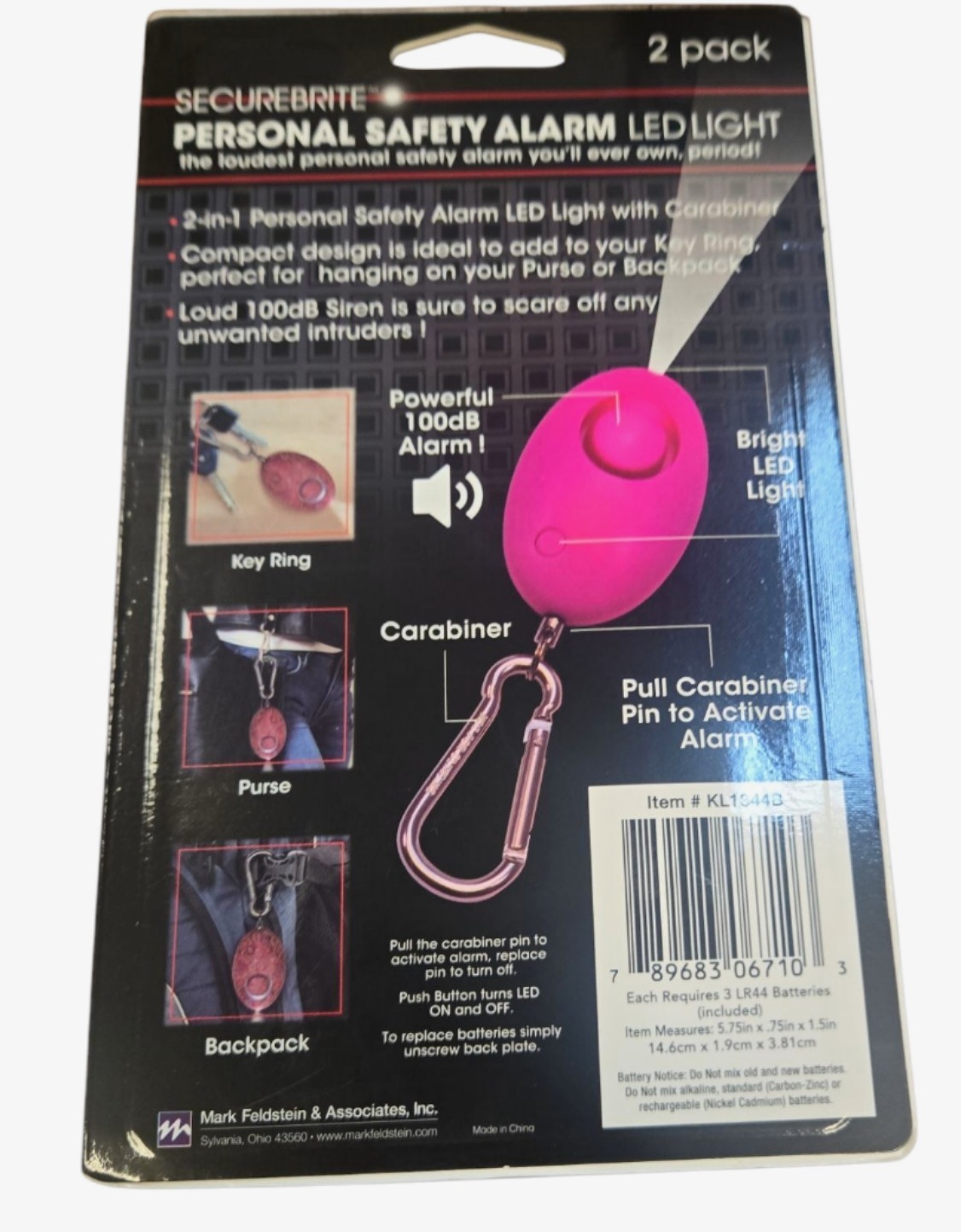 Securebrite Personal Safety Alarm LED Light 2 pack Blue Paisley 100DB Free Ship gallery