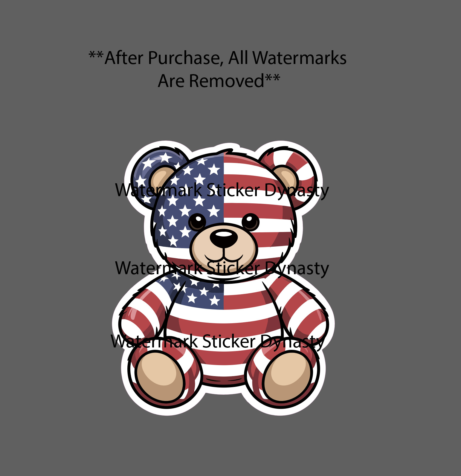 Teddy Bear Sticker Waterproof Decal USA Flag American Design Patriotic Gift NEW gallery