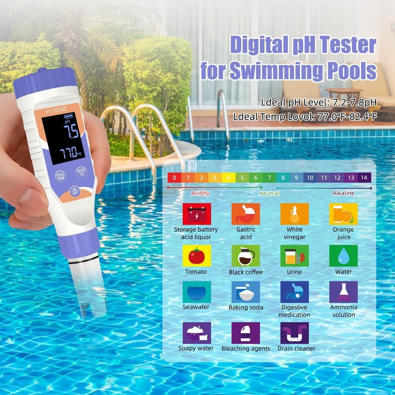 7-in-1 Digital Pool Salt Tester | pH, ORP, Chlorine, TDS, EC Meter for Pools & S gallery