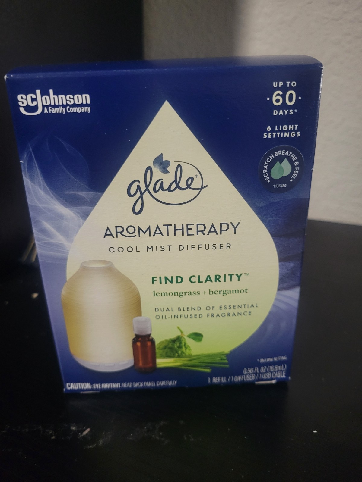 Glade Aromatherapy Cool Mist Diffuser -Find Clarity- Lemongrass & Bergamot New gallery