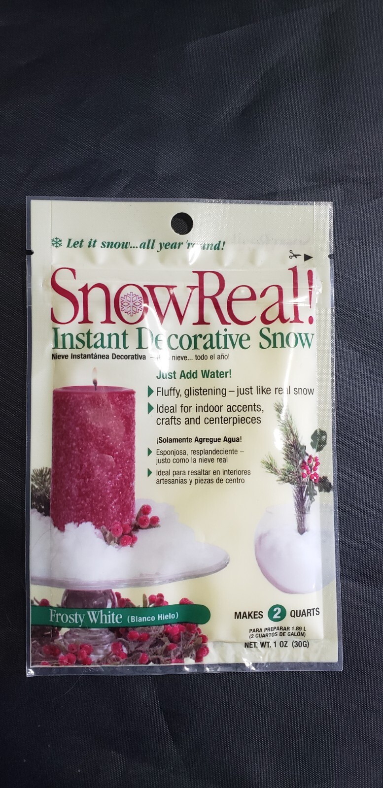 Qty-5 Snow Real, Instant Decorative Snow (makes 2 Quarts) 1 oz pack gallery