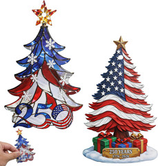 2Pcs Christmas Tree Decorations，250Th Anniversary Decoration in the United State