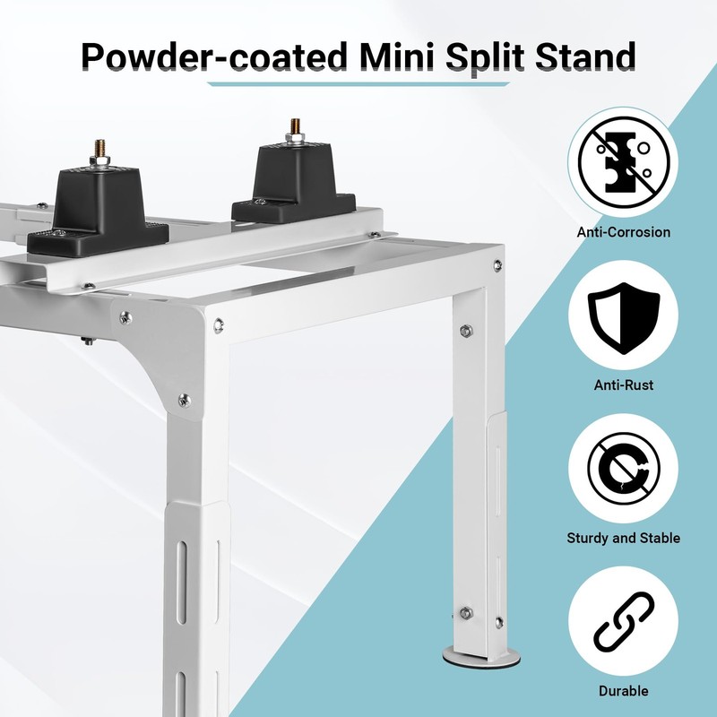 Eastrexon Mini Split Ground Stand, Adjustable 9,000-12,000 BTU, White gallery