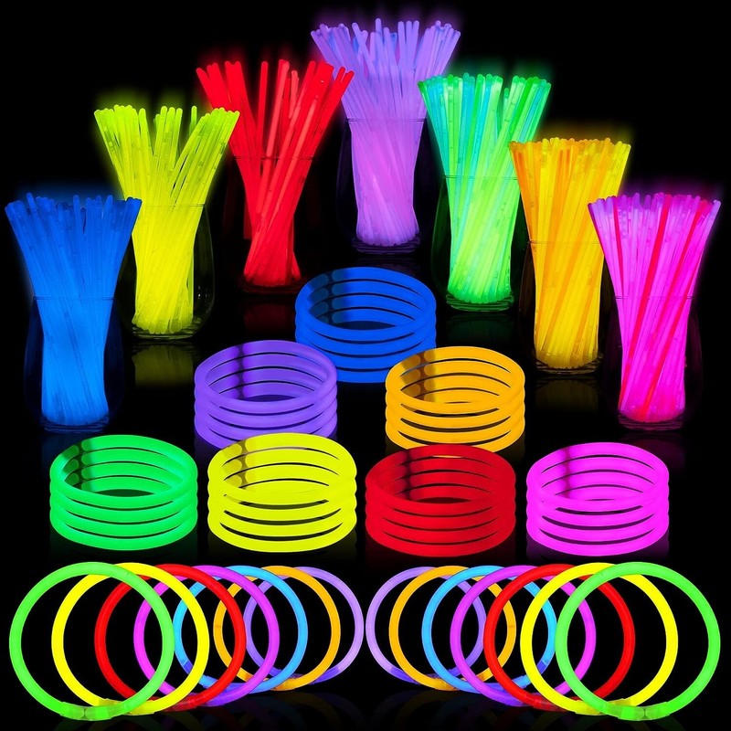 800 Pcs Bulk 8" Glowsticks Bracelets Necklaces, Glow in the Dark Neon Easter gallery